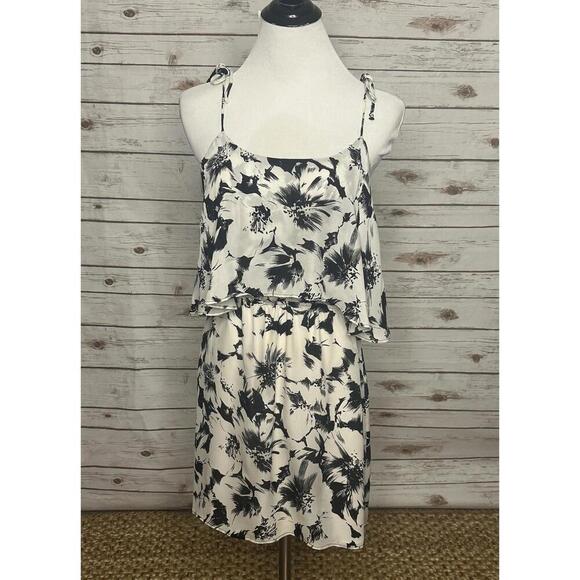 Parker Dresses & Skirts - Parker black/cream monochromatic floral romantic silk mini dress Size Small